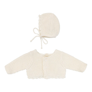 Baby Bonnet | Chunky Knit  | Cream Scallop | Aw25