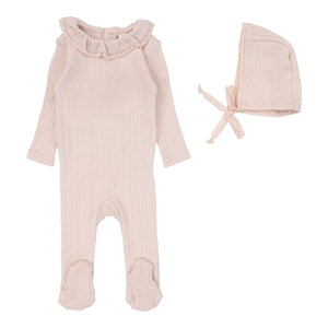Baby Girl Footie Set | Fine Pointelle Collar | Petal Ruffle | Lil Legs | Aw25