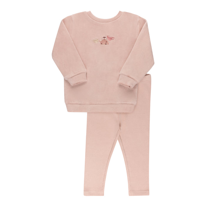 Baby Girl Sweatshirt Set | Embroidered Teapot | Pink | Tricot | AW25