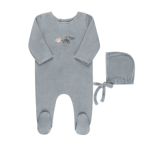 Baby Boy Footie + Hat | Embroidered Teapot Collection | Blue | Tricot | AW25