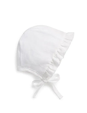 Baby Neutral Bonnet | Ruffled Cotton | White | Jacqueline & Jac