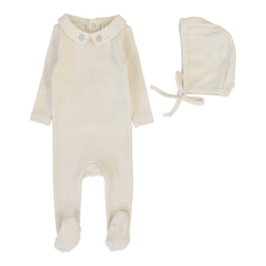 Baby Boy Footie + Hat | Sweetheart Collar | Cream/Blue | Lil Legs | SS26