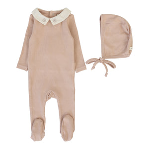Baby Girl Footie + Hat | Sweetheart Collar | Dusty/Pink | Lil Legs | SS26