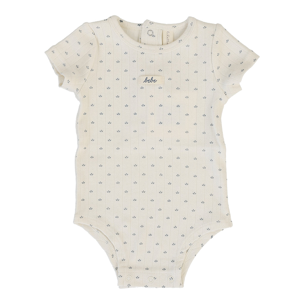 Baby Boy Romper | Floret Print Onesie | Cream/Blue | Lil Legs | SS26