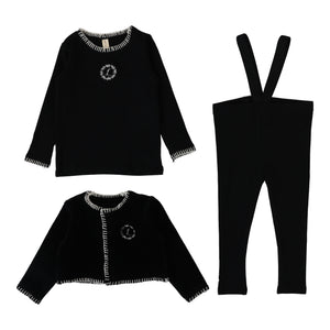 Baby Boy Lounge Set | Velour Cardi | Black | Lil Legs | Aw25