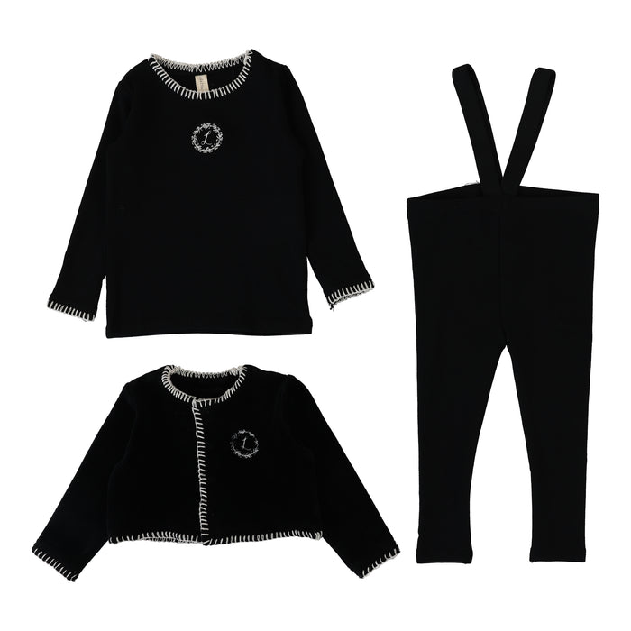 Baby Boy Lounge Set | Velour Cardi | Black | Lil Legs | Aw25