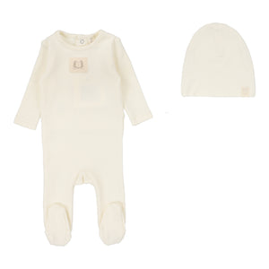 Baby Neutral Footie Set | Pointelle Emblem | Cream | Lil Legs | Aw25
