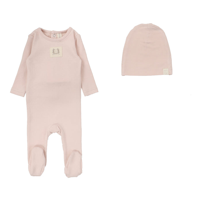 Baby Girl Footie Set | Pointelle Emblem | Soft Pink | Lil Legs | Aw25