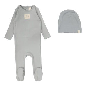 Baby Boy Footie + Hat | Pointelle Emblem | Light Blue | Lil Legs | AW26
