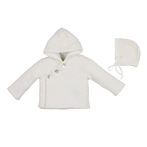 Baby Boy Jacket + Bonnet | Diamond Stitches | Ivory | Mon Tresor | SS23