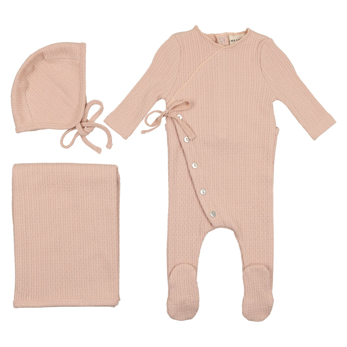 Baby Girl Layette Set | Textured Knit | Old Rose | Mema Knits | SS23
