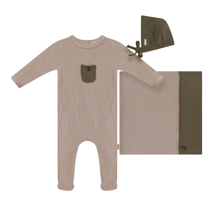 Baby Layette Set | Knit Pocket | Olive Green | Bondoux | AW22