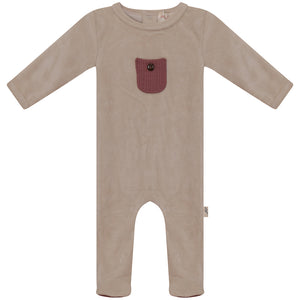 Baby Girl Footie| Knit Pocket | Pink | Bondoux | AW22