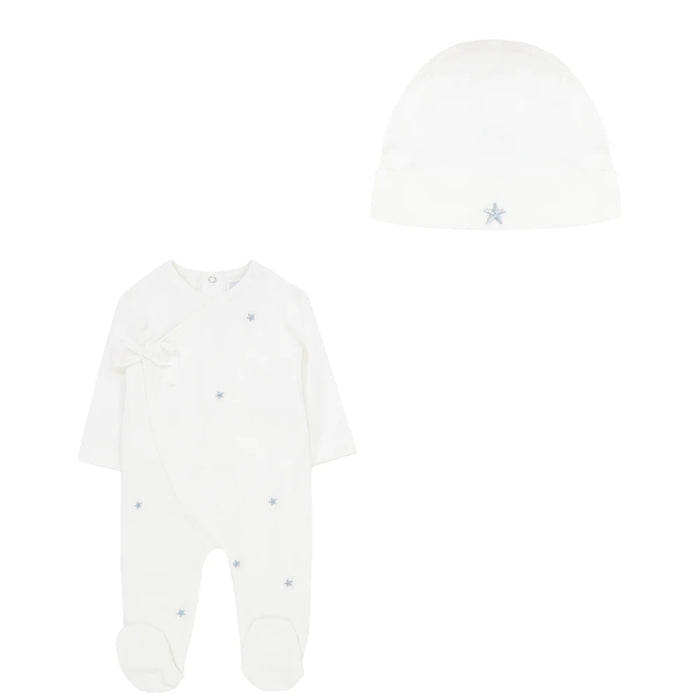 Baby Boy Footie + Hat | Star Embroidered  | Blue | Kipp | SS23