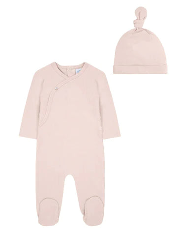 Baby Girl Romper + Beanie | Pointelle Button | Pink | Kipp | SS23