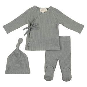 Baby Boy 3 Piece Set | Textured Knit | Powder Blue | Mema Knits | SS23