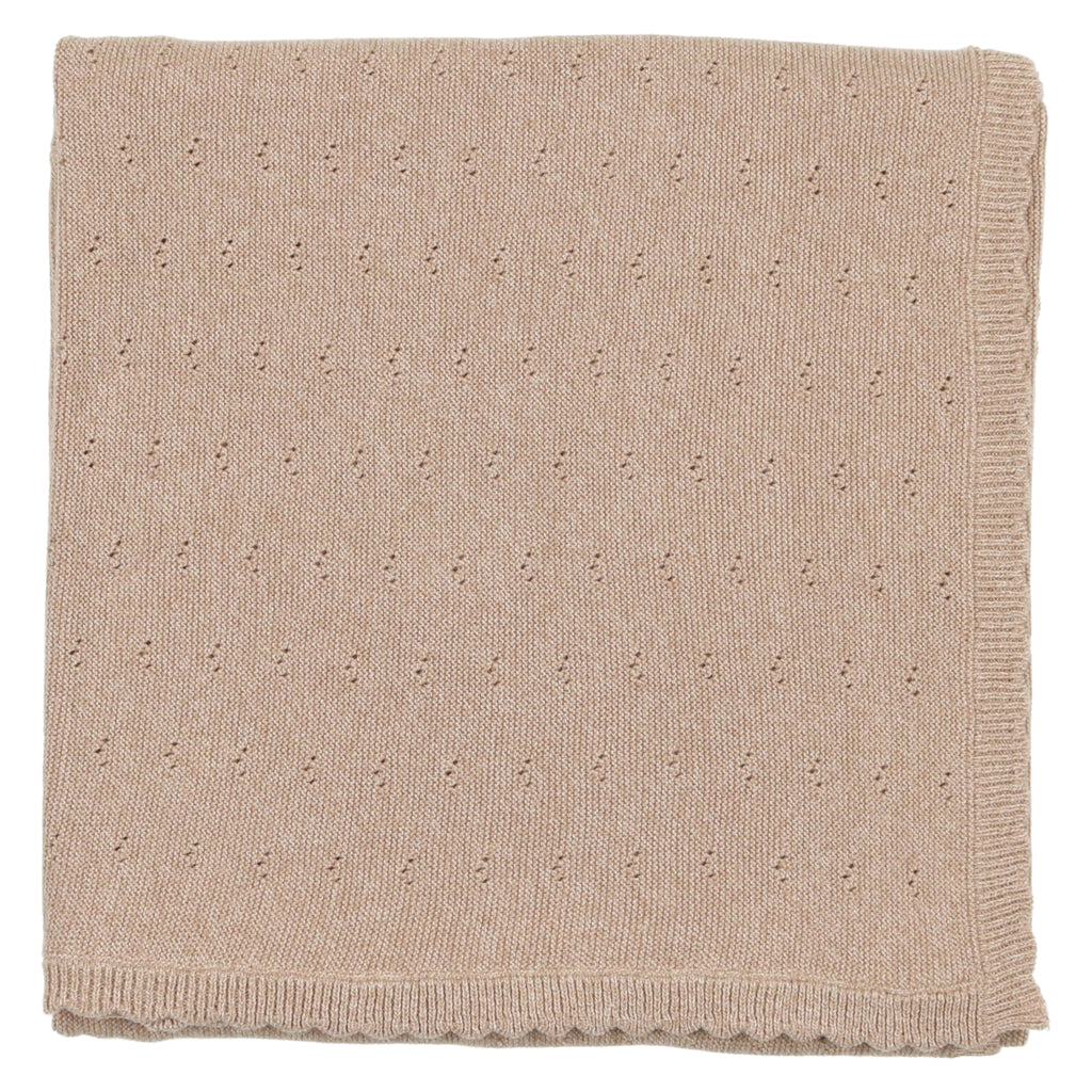 Baby Boy Blanket | Pointelle Knit | Oatmeal | Mema Knits | SS23