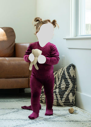 Baby Girl Footie | Velour Tracksuit | Wine | Cuddle & Coo | AW22