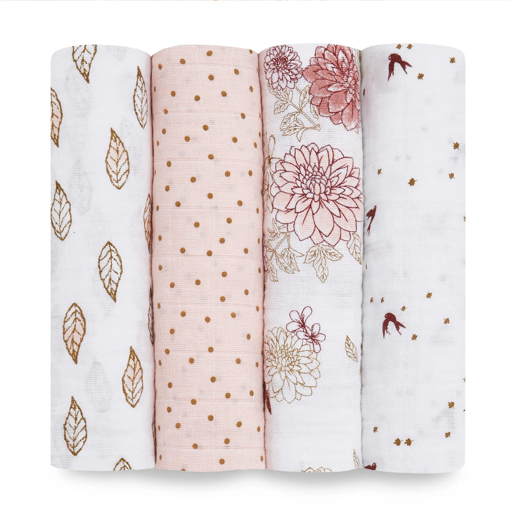 Organic Muslin Swaddle | Dahlias | 4 Pack | Aden + Anais