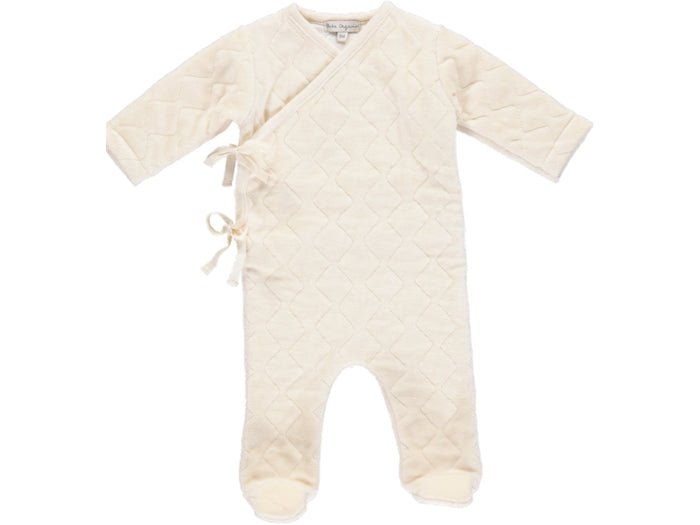 Baby Boy Footie And Hat |  Melides Padded Velour | Natural | Bebe Organic | AW22