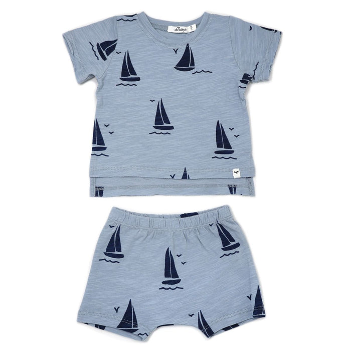Baby 2 Piece Set | Sailboat Blue Fog | Oh Baby!