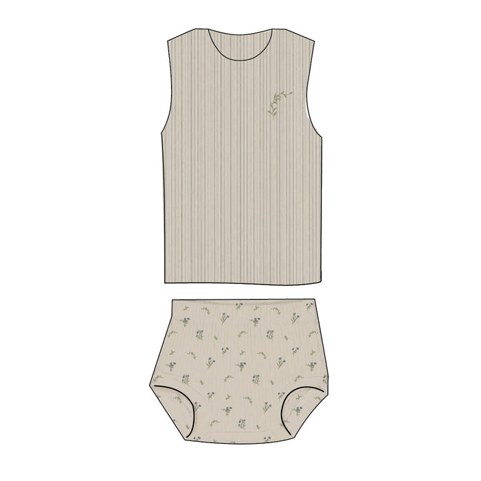 Baby Boy Bloomer Set | Jersey Cotton | Printed Ginkgo | Tan | Ely’s & Co. | SS23