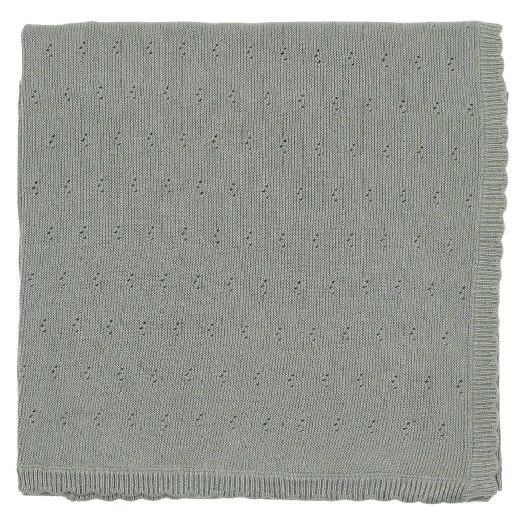Baby Boy Blanket | Pointelle Knit | Powder Blue | Mema Knits | SS23