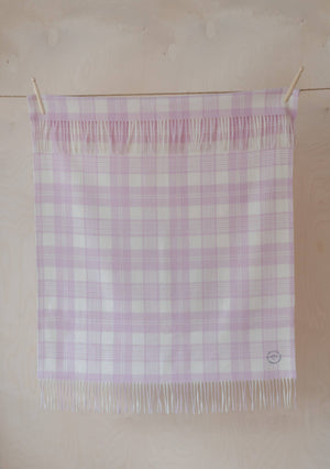 Lambswool Baby Blanket in Powder Pink Check | The Tartan Baby Blanket
