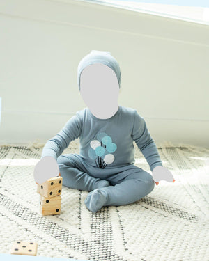 Baby Boy Footie | Sherpa Balloon | Blue | Cuddle & Coo | AW22