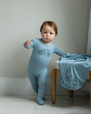 Baby Boy Footie | Bicycle | Slate | Cuddle & Coo | SS23