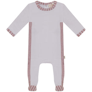Baby Girl Footie and Bonnet | Striped Panel | Pink/White | Bondoux | SS23