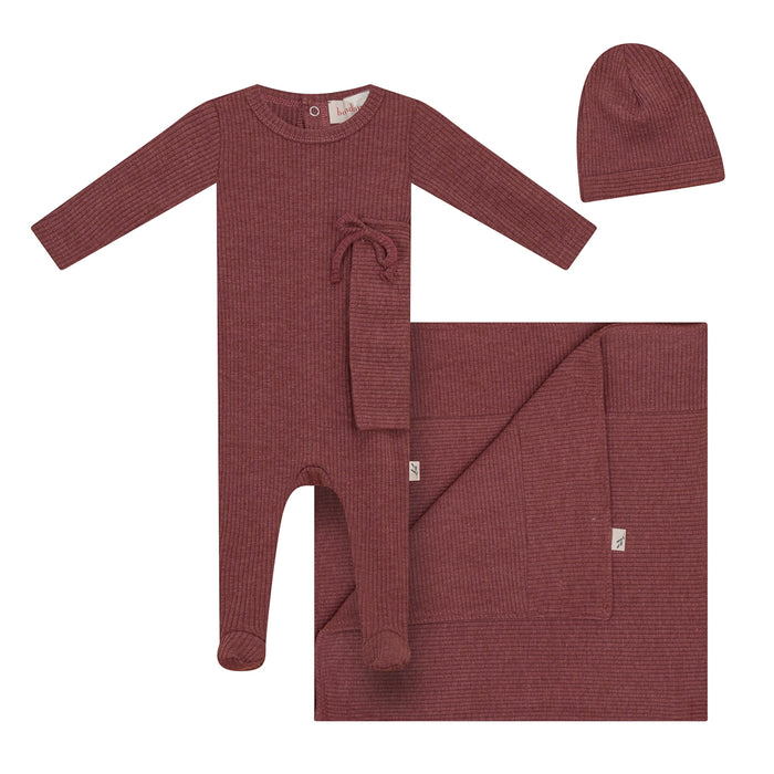 Baby Girl Layette Set | Two Way Ribbed | Maroon | Bondoux | SS23