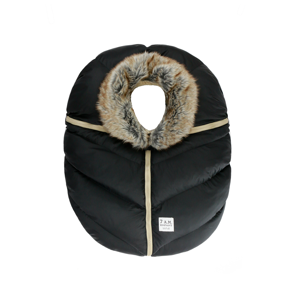 7AM | Car Seat Cocoon | Faux Fur |  Black