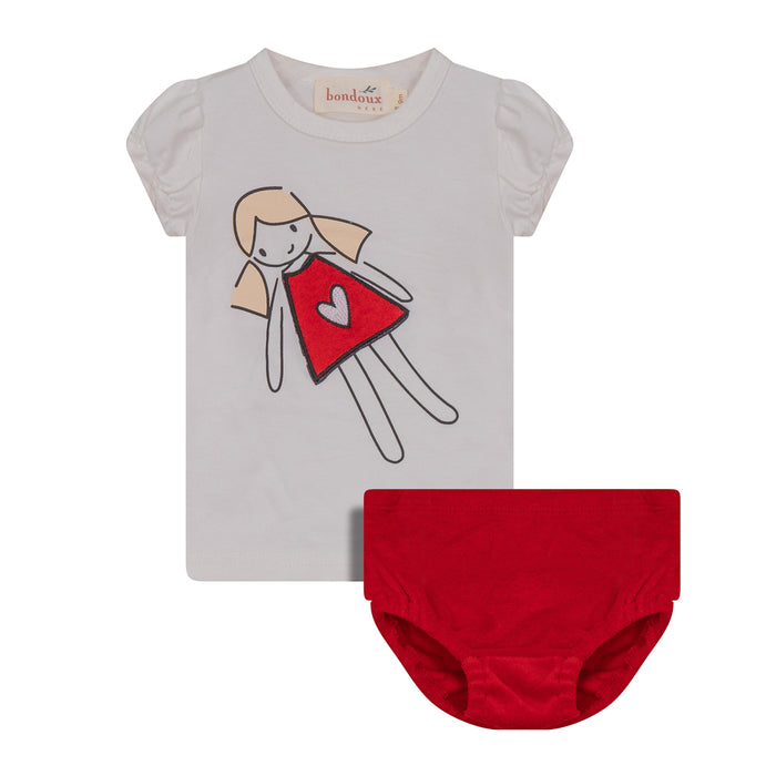 Baby Girl 2 Piece Set | Red Terry Doll | Shorts | Bondoux | SS23