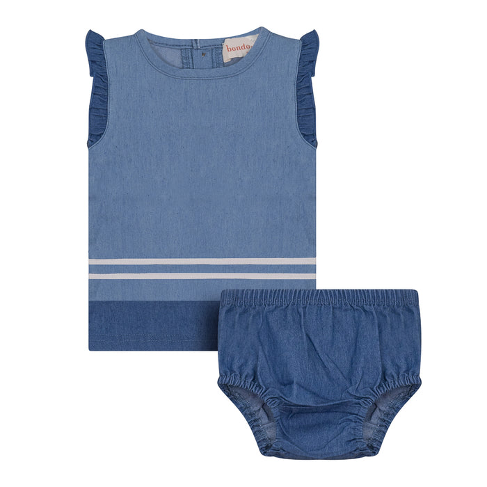 Baby Girl 2 Piece Set | Shorts | Blue Denim | Bondoux | SS23