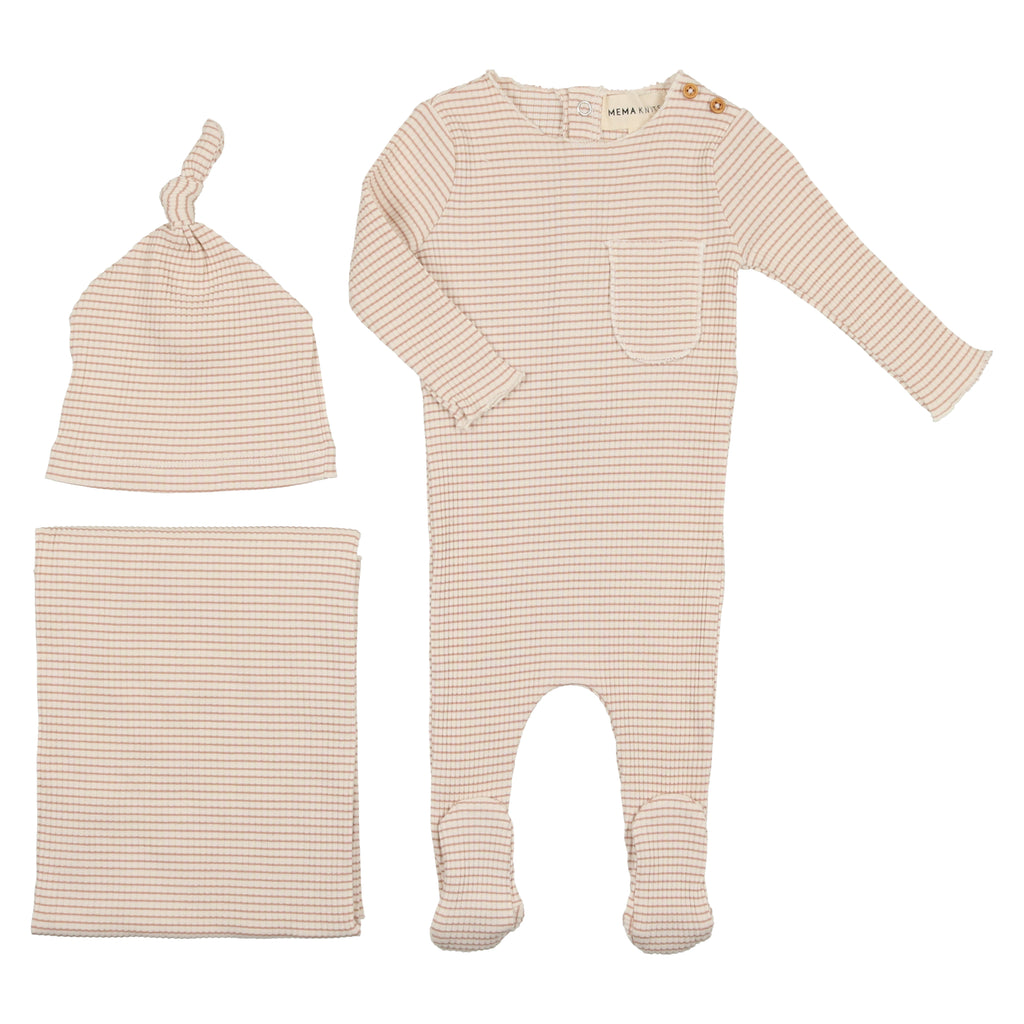 Baby Girl Layette Set | Striped | Pink | Mema Knits | SS23