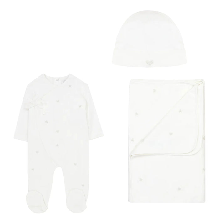 Baby Girl Layette Set | Heart Embroidered | White | Kipp | SS23