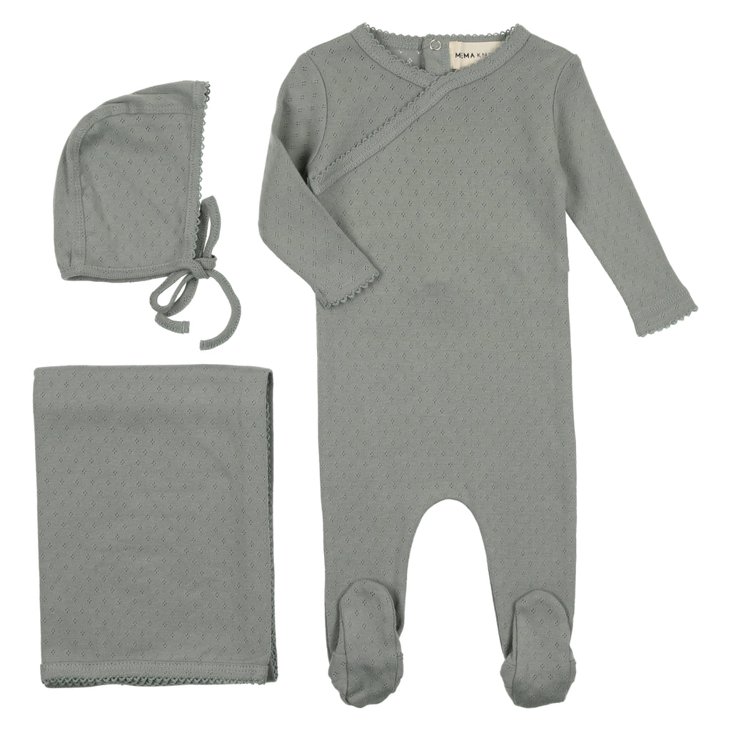 Baby Boy Layette Set | Pointelle | Powder Blue | Mema Knits | SS23