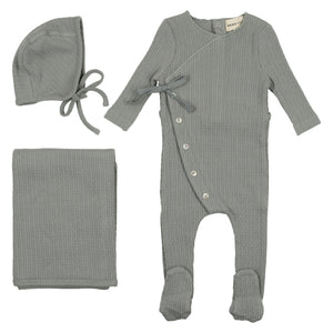 Baby Boy Layette Set | Textured Knit | Powder Blue | Mema Knits | SS23