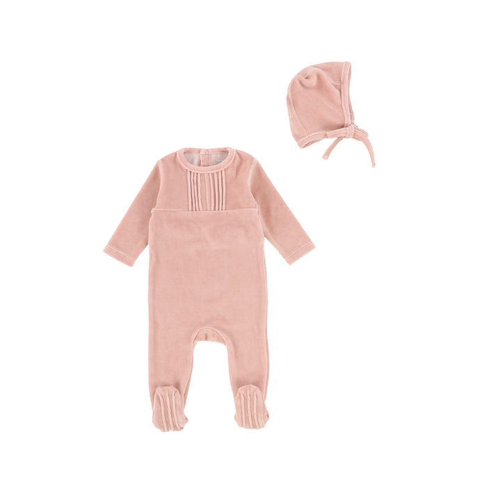 Baby Layette Set | Pleated Velour | Petal Pink | Bee and Dee | AW22
