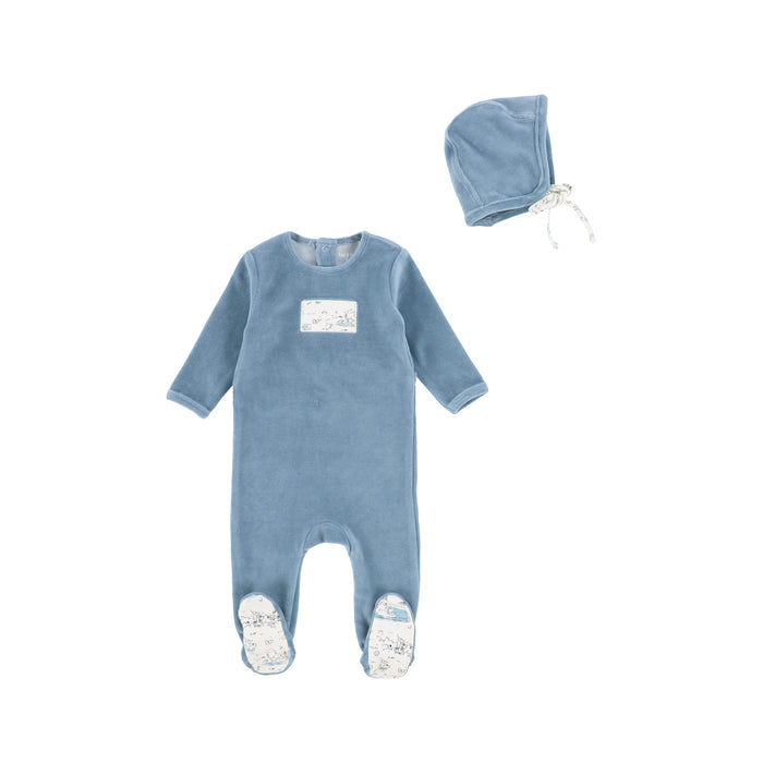 Baby Layette Set | Tea Party Print | Mid Blue | Bee and Dee | AW22