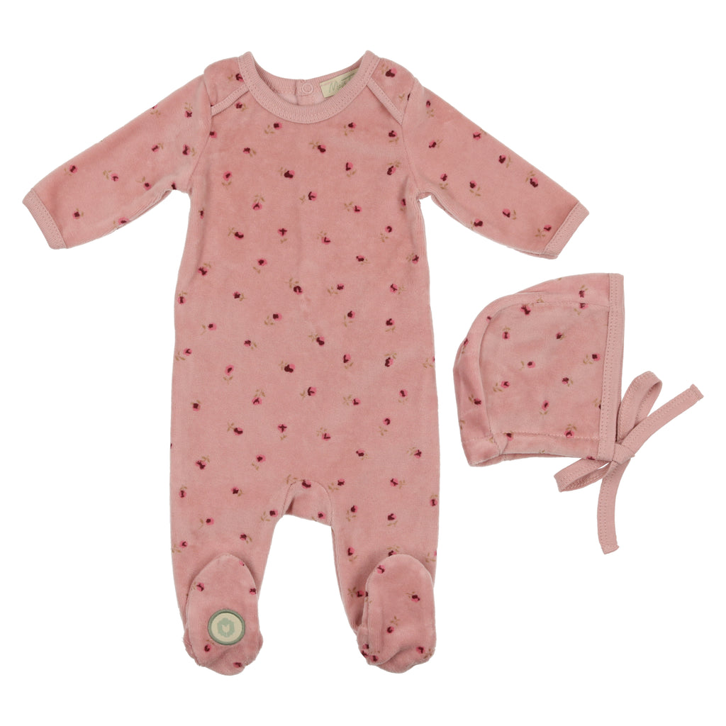 Baby Girl Footie + Bonnet | Blissful Blossoms | Pink | Mon Tresor | AW22