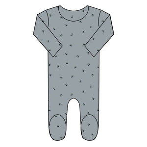 Baby Boy Footie + Bib | Terry/Ribbed | Cherry | Navy/Blue | Ely's & Co. | SS23