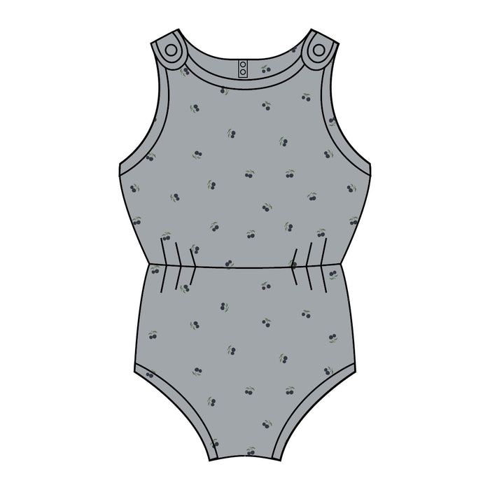 Baby Boy Romper | Terry/Ribbed | Cherry | Navy/Blue | Ely's & Co. | SS23