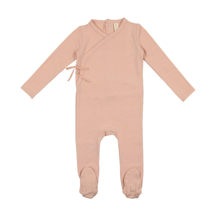 Baby Girl Footie + Beanie | Brushed Cotton | Wrapover | Pale Pink | Lil Legs | SS23
