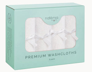 Wash Cloths | Ultra Soft Bamboo | 6 Pack- White | Natemia