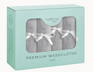 Wash Cloths | Ultra Soft Bamboo | 6 Pack- Grey | Natemia