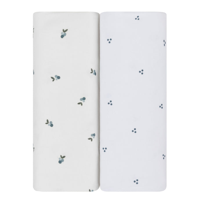 Waterproof Crib Sheet Two Pack | Berry & Cluster Dot - Blue | Ely's & Co
