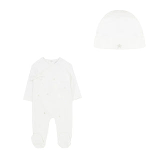 Baby Boy Footie + Hat | Star Embroidered | White | Kipp | SS23