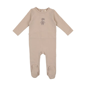 Baby Boy Footie + Beanie | Embroidered Cotton | Sand Elephant | Lil Legs | SS23